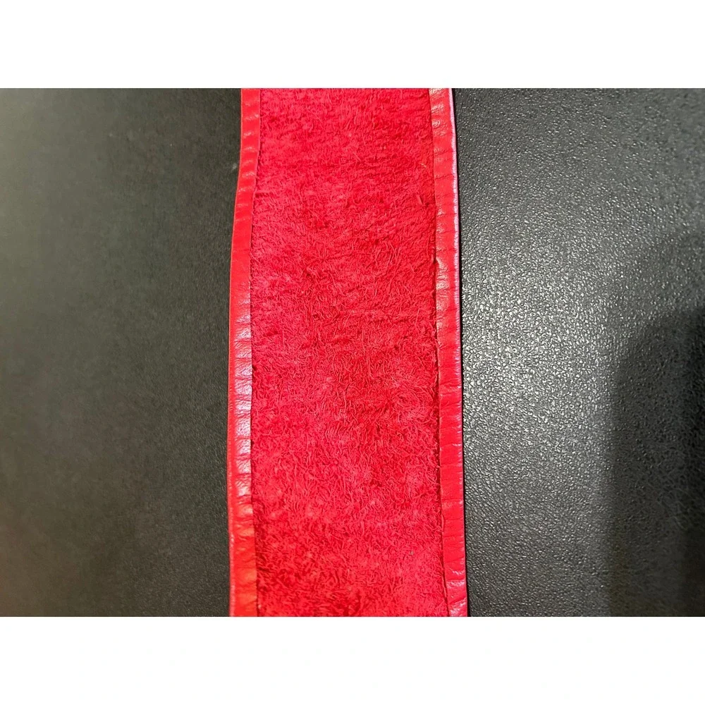 VTG St Michael Leather Belt Women 25-26 XS Red Wide Cinch Waist Sash UK Chic 90s